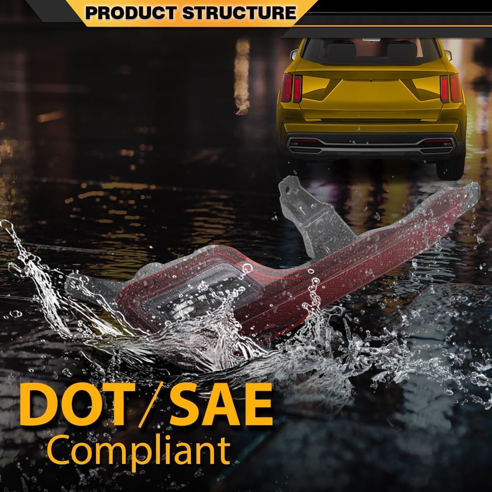 CNNELL Back Up Light Assembly Passenger Right Side Compatible with Kia Sorento 2021-2023 Fit Models With Sport Design Bumper 92406P2000, KI2893104, 92406-P2000 Red