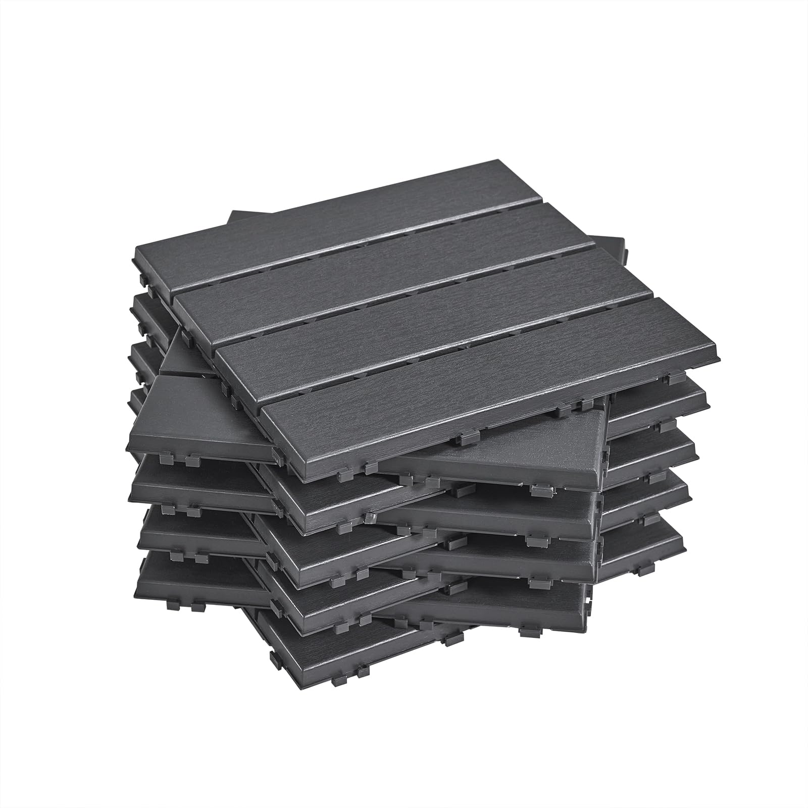 Sobuy Set de 15 Piezas Suelo para Terraza Exterior, Suelo Composite Exterior Antideslizante Impermeable Suelo Terraza Jardin Piscina Gris 30.5x30.5x2 cm SDA14-HG