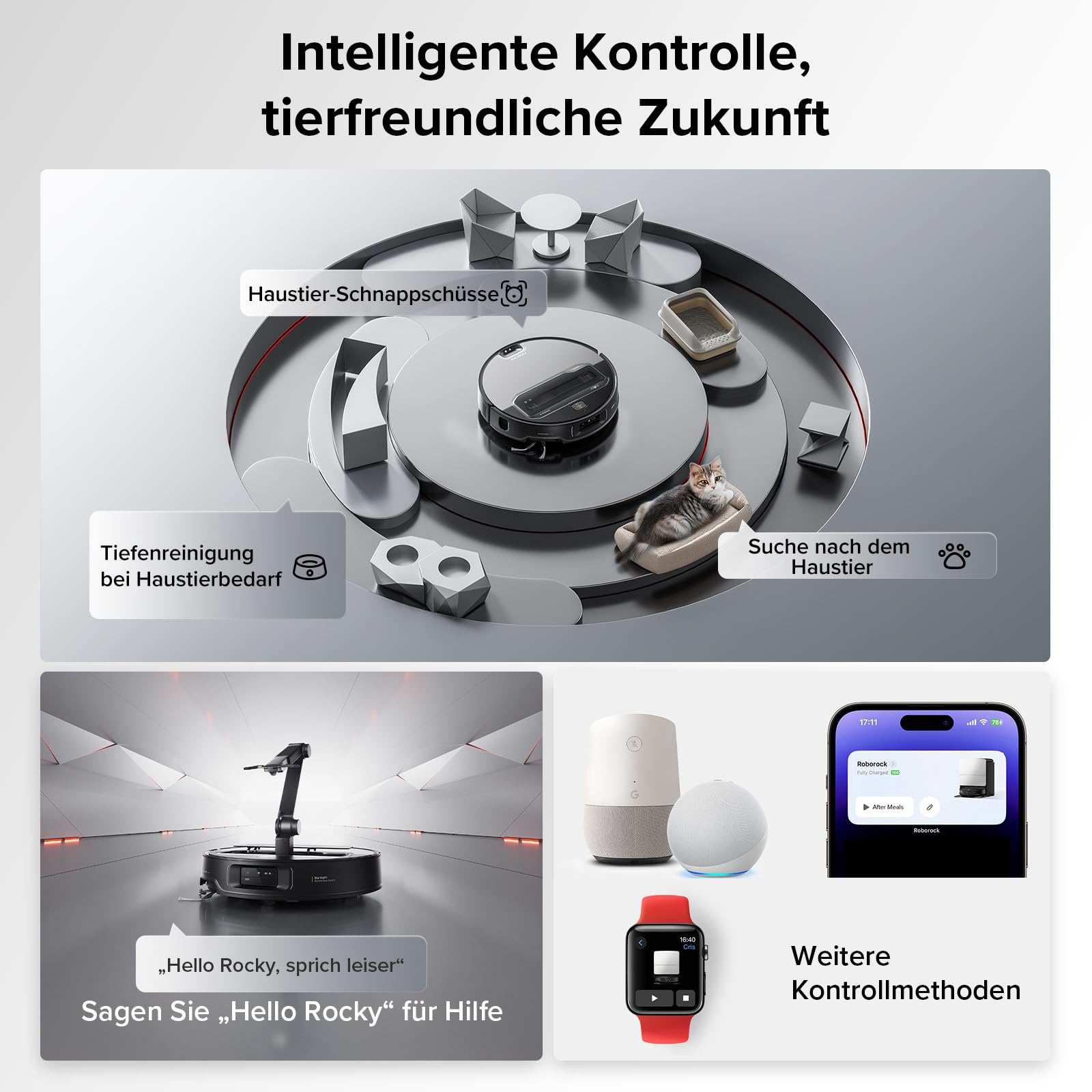roborock Saros Z70 Saugroboter mit Wischfunktion, OmniGrip Arm, KI-gestützt, 22.000 Pa Saugkraft, 7.98 cm Ultra Slim, FlexiArm Riser, AdaptiLift Chassis, Heißwasser Mopp Waschen & Trocknen(Silber)