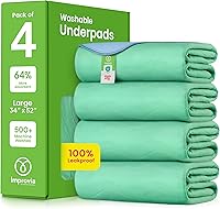 Vista 20 de IMPROVIA® Almohadillas lavables, 34 x 52 pulgadas (paquete de 2) - Almohadillas reutilizables para incontinencia de alta absorción para niños