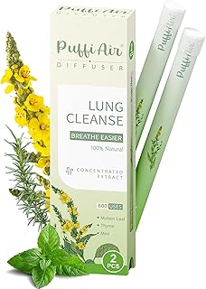Herbal Diffuser Pen, Lung Cleanse Diffuser with Mullein, Thyme & Mint for Better Breathing, All Natural Swap - 600 Uses, 2 Diffusers, 1 Pack