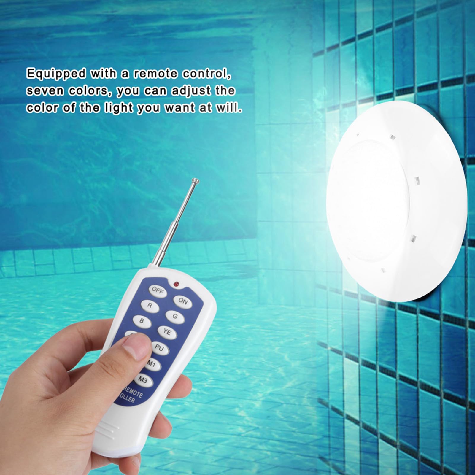 Yosoo Health Gear 360 LED-Schwimmbad-Wandleuchte, PC ABS RGB-Poolleuchte 35 W 3000 Lm mit Fernbedienung, IP68-Unterwasserlampe für Eingelassene Pools, Brunnen, Teiche, Landschaftsdekoration