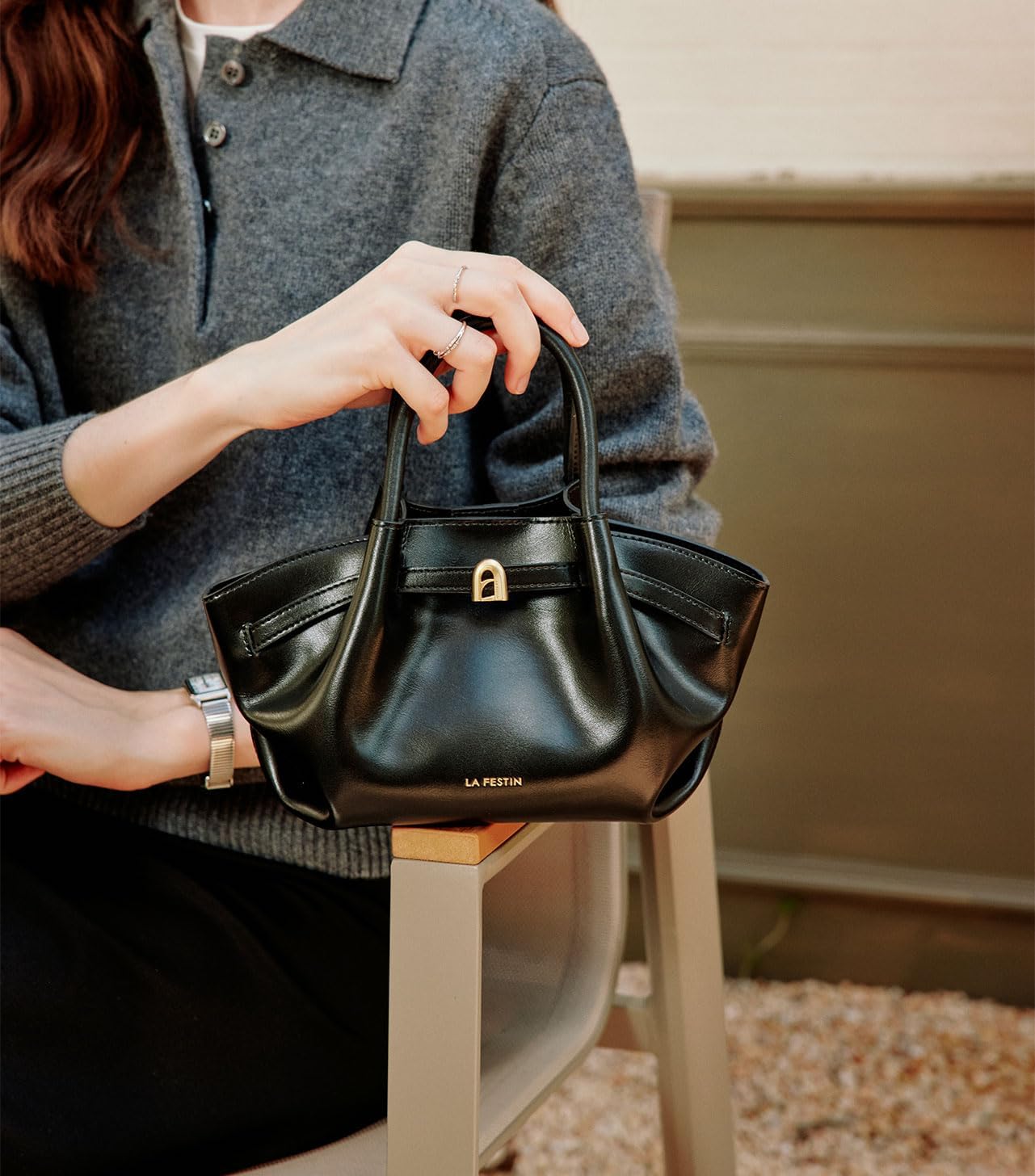 LA FESTIN Genuine Leather Handbags for Women, Small Satchel Purse - Mini Tote Clutch, Easy to Carry and Stylish for Daily Use - Image 2