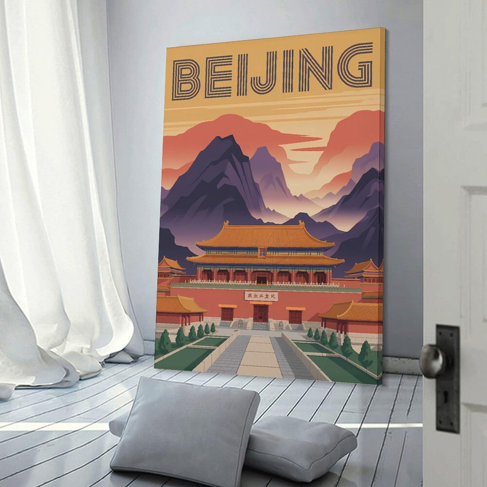 Junmoney Beijing Travel Canvas Wall Decor 08x12inch(20x30cm), for Entrance Walls, Hall Decor Or Foyers, Wall Decor to Refresh Empty Corners