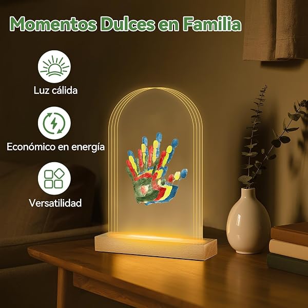Nabance Kit de Marcos para Huellas Ovaladas con Luz LED(4 Huellas), Set Marco de Huellas Bebe Recien Nacido y Toda la Familia, Recuerdos Familiares DIY, Regalo de Bautizo Niño/Día de la Madre/Navidad - 3