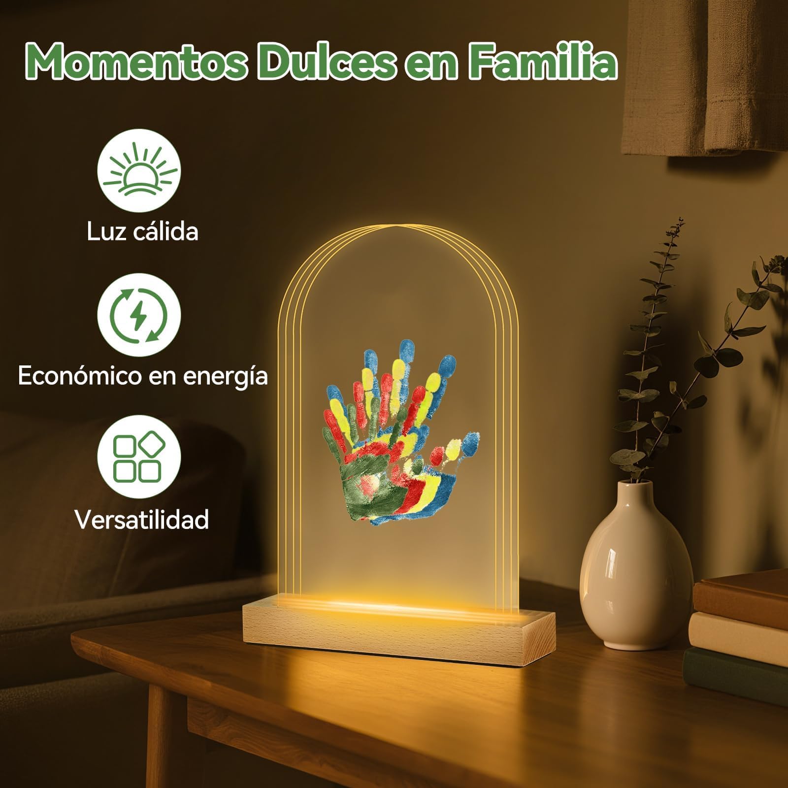 Nabance Kit de Marcos para Huellas Ovaladas con Luz LED(4 Huellas), Set Marco de Huellas Bebe Recien Nacido y Toda la Familia, Recuerdos Familiares DIY, Regalo de Bautizo Niño/Día de la Madre/Navidad — view 3