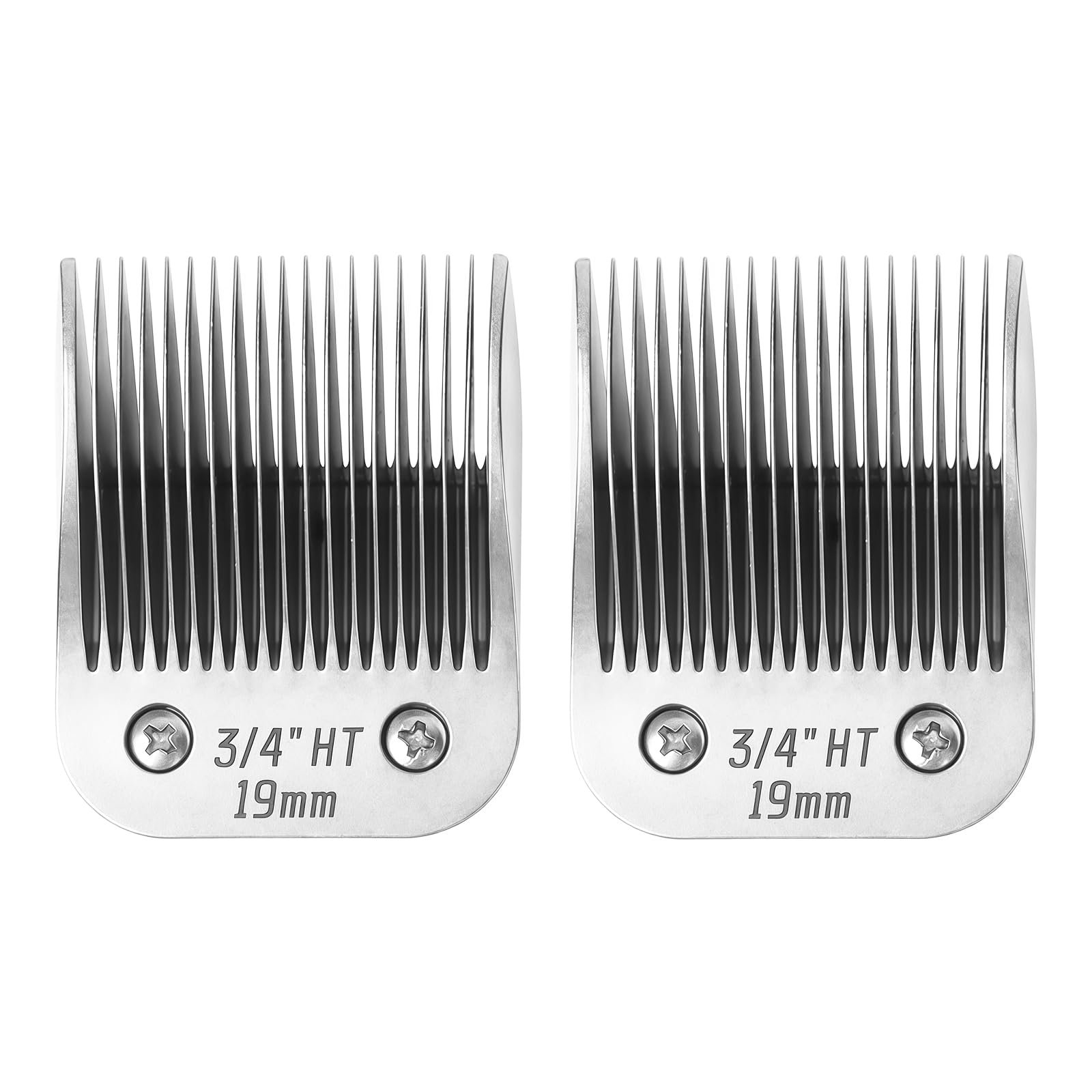 MEMIRY 2 Pcs Size 3/4HT Detachable Dog Grooming Blades, Compatible with Andis, Oster A5, Wahl KM10 Series Clippers, Cut Length 19mm, Silver(3/4HT 19mm, 2Pcs)