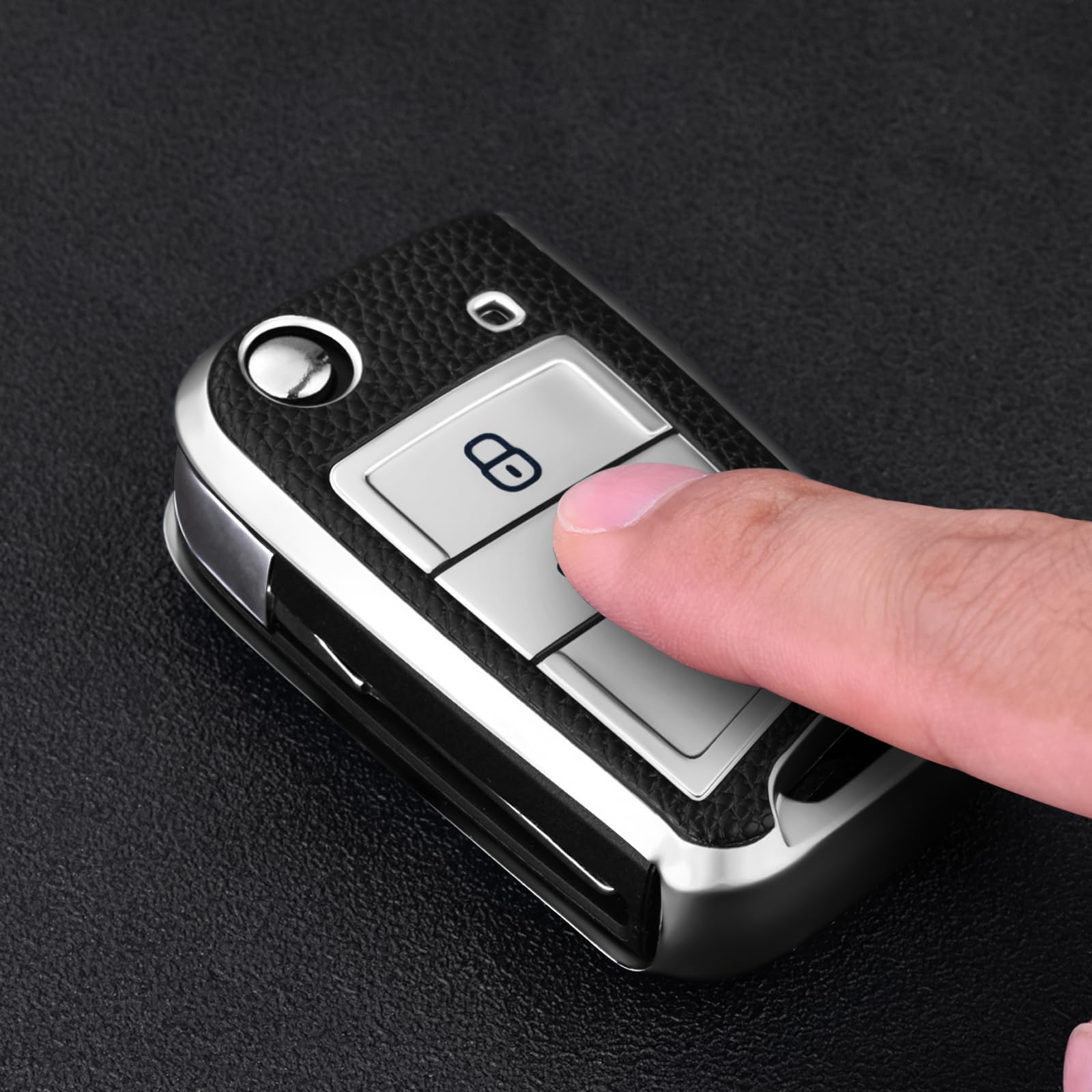 OATSBASF Car Key Case For VW, Key Case Compatible with VW Golf 7 MK7，Silicone Key Case, Key Box Cover for VW Polo, Skoda, Tiguan, 3 Buttons — view 4