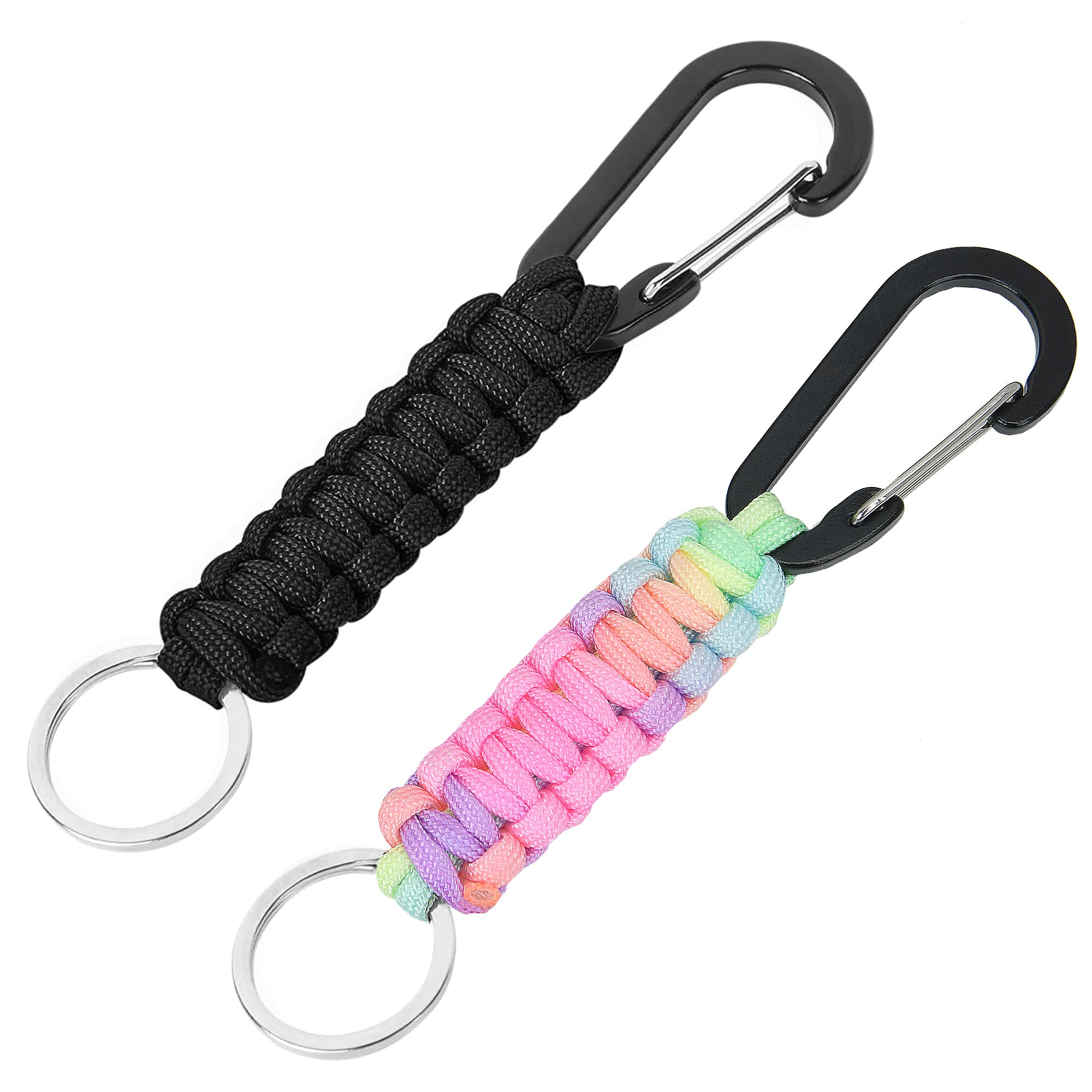 AWSMORE 2 Pieces Paracord Keychain with Carabiner,Lanyard Clip for Keys Water Bottle Holder Backpack