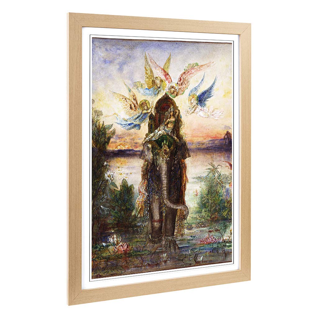 Big Box Art Framed Print of Gustave Moreau The Sacred Elephant Design | Wall Art Picture | Home Decor for Kitchen, Living Room, Bedroom, Hallway, Oak, A2 / 24.5x18 Inch / 62x45cm
