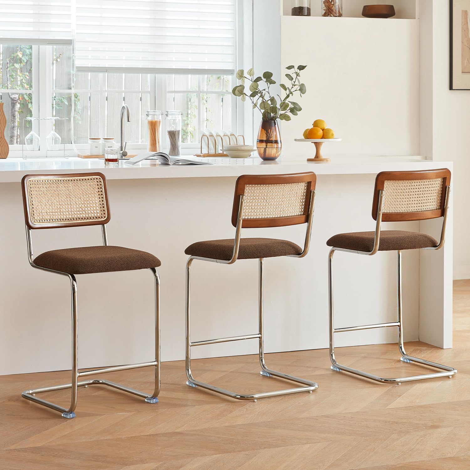 GrandNoor Natural Rattan Counter Height Stools