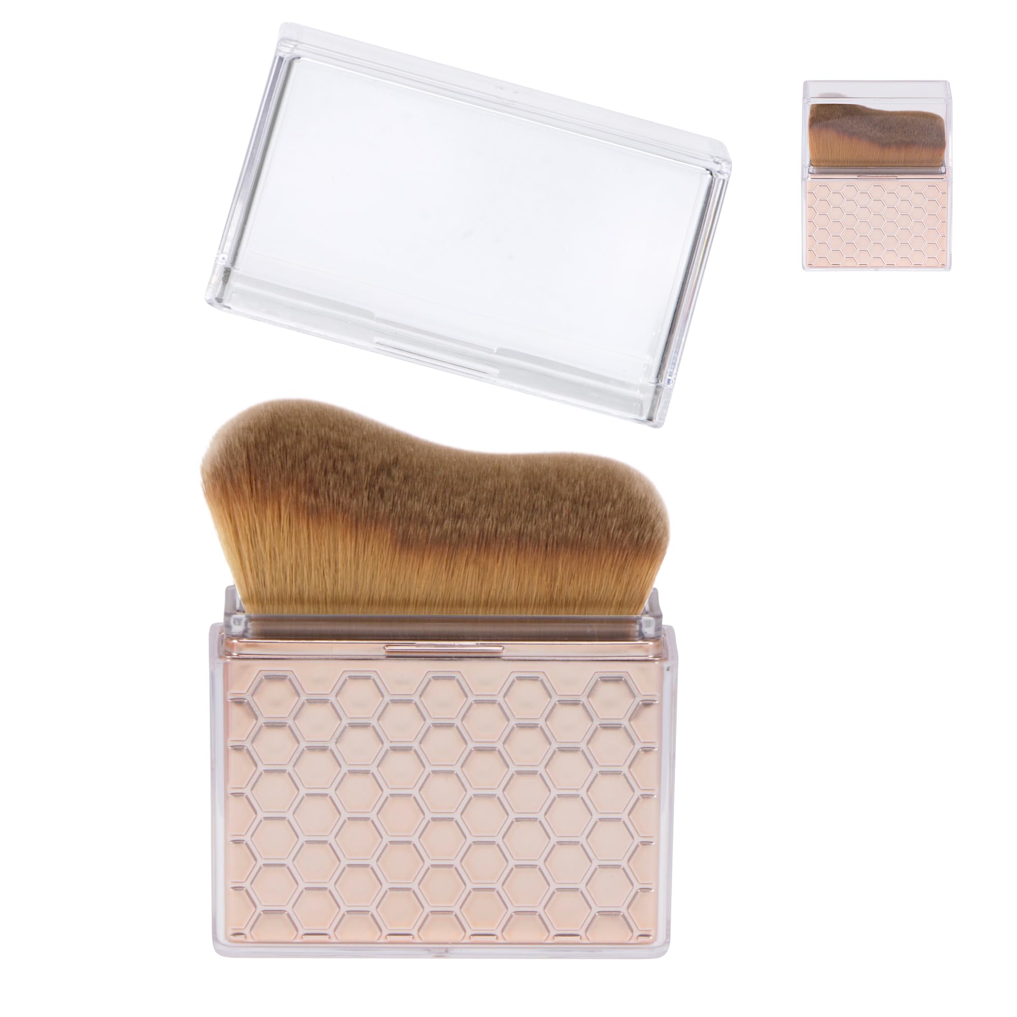 Blend & Blur Body Makeup Brush for Sunscreen Applicator Self Tanner,Bronzer Self Tan Applicator, Kabuki Brush For Application with Retractable Lid Travel Size (Rose-Gold-1)