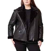 Women Faux Fur Leather Jacket Plus Size Loose Shearing Motorcycle Outwear Fur Lined Coat
