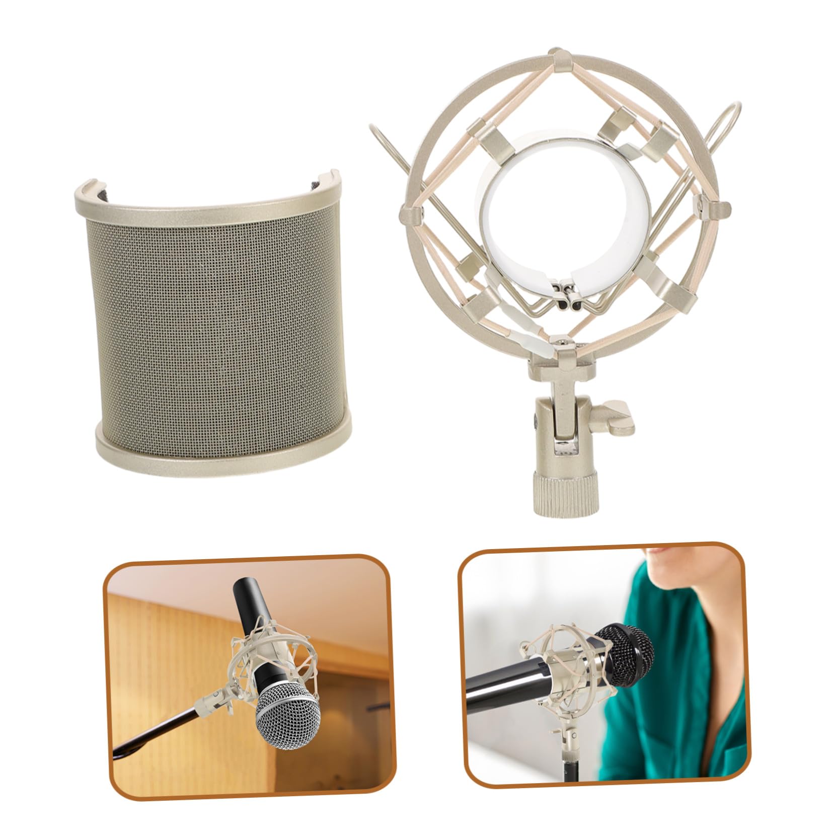 Filtro Antipop para Micrófono Protector de Viento Microfono Kit de Montaje para Micrófono de Radiodifusión Filtro Antipop Forma Kit de Protección Viento de Grabación Vocal