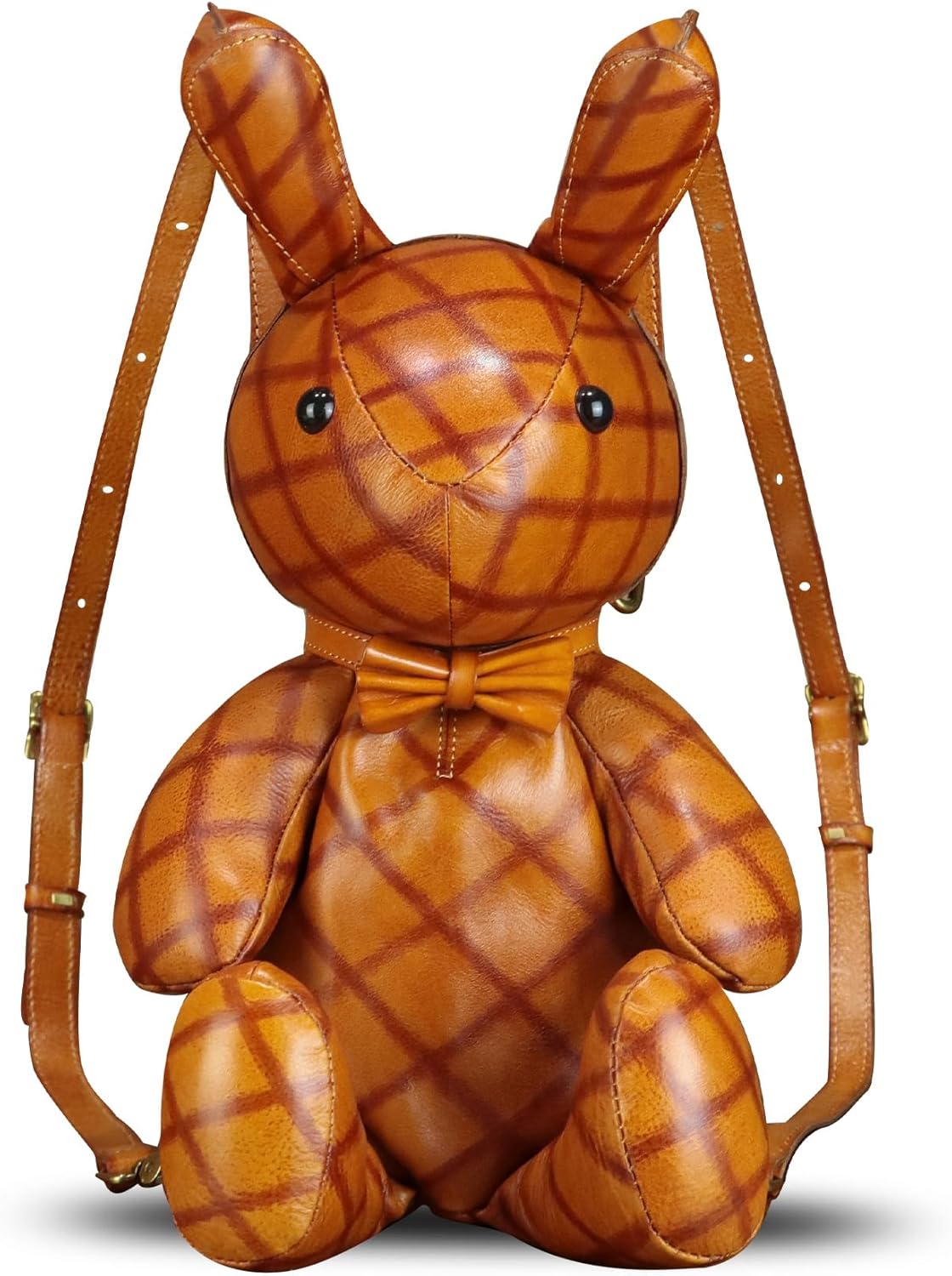 Genuine Leather Backpack for Women Kanpsack Rucksack Vintage Cute Rabbit Shape Crossbody Shoulder Bag Satchel Purse (Brown)