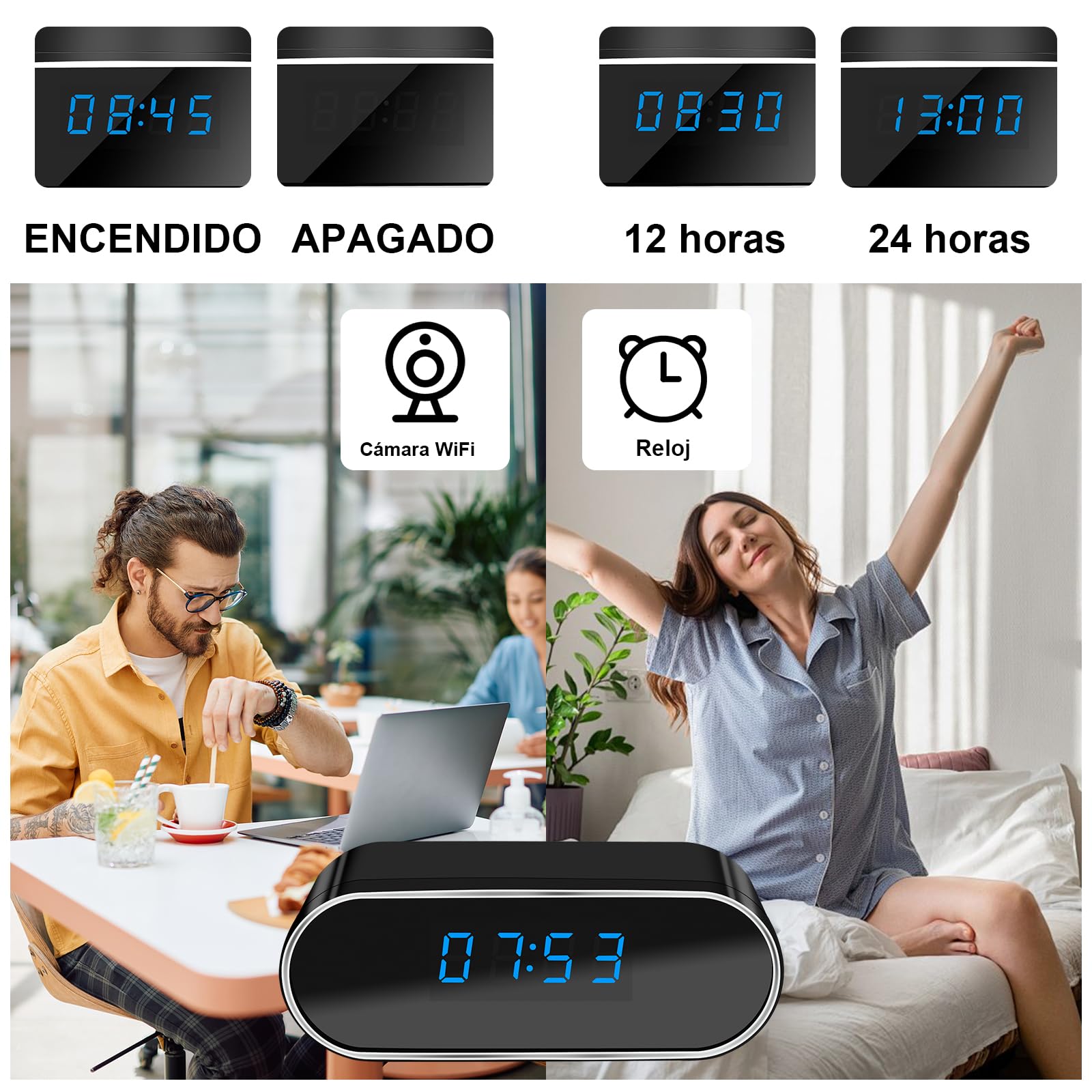 Cámara Oculta en Reloj, Cámara Espía Oculta con Wi-Fi 5G | Mini Cámara Oculta con WiFi de 120°, Visión Nocturna, Detección de Movimiento y Grabación en Bucle, Vista de la Aplicación