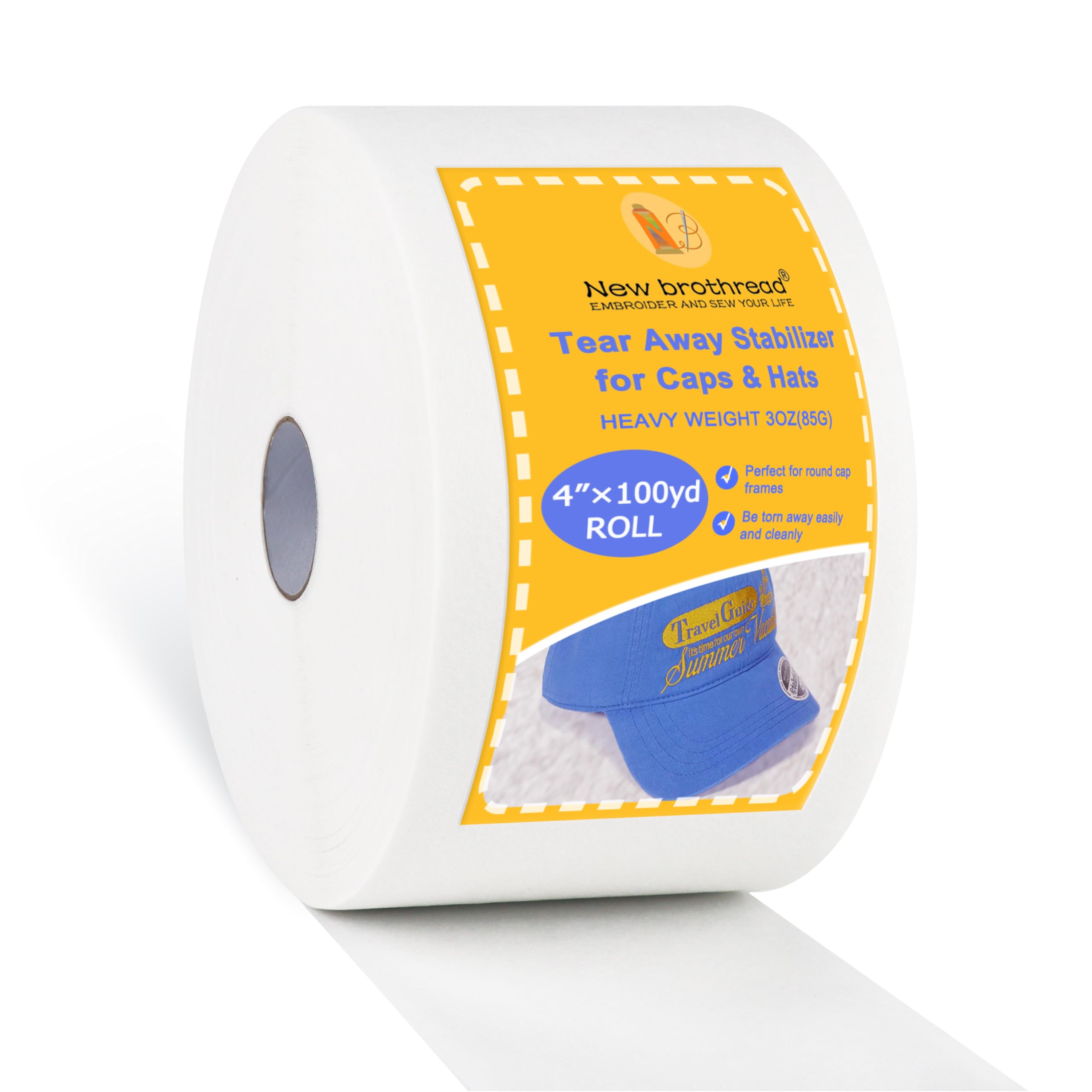 Photo 1 of New brothread Caps and Hats Tearaway Embroidery Stabilizer -4"x 100 Yd Roll