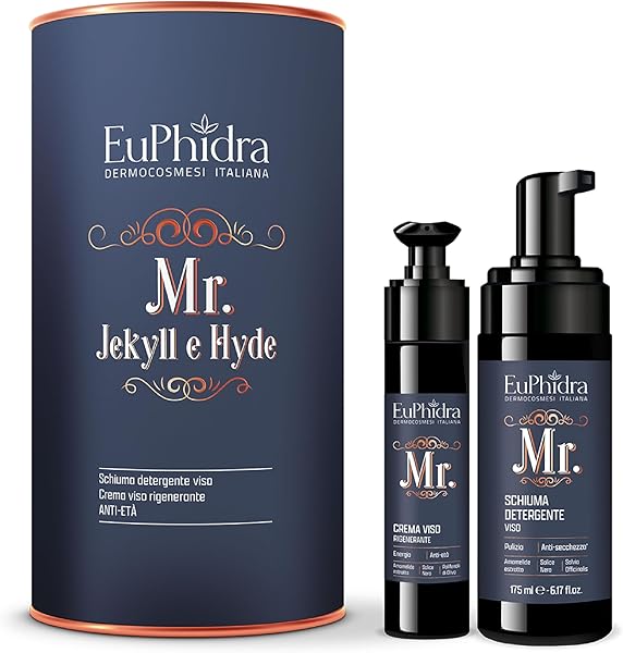 Euphidra, Mr. Jekill & Hyde Anti-Aging Face Box with Cleansing Foam and Regenerating Cream, with Natural Witch Hazel and Black Willow Extracts, SLES, Parabens and Mineral Oils - 1