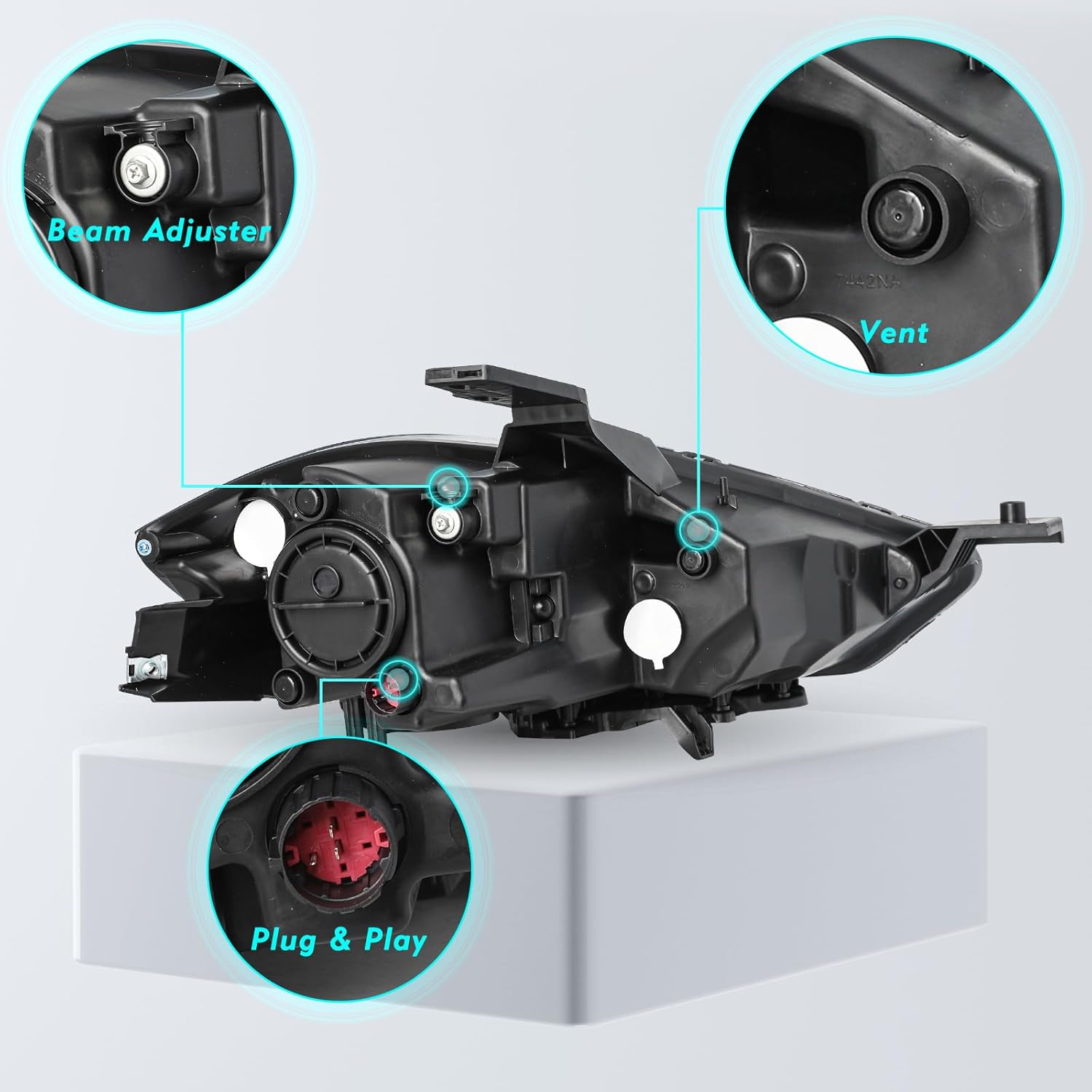 Headlight Assembly Replacement for 2013 2014 2015 2016 Dodge Dart [Halogen Type] Headlamp Driver and Passenger Side Chrome Housing Amber Reflector