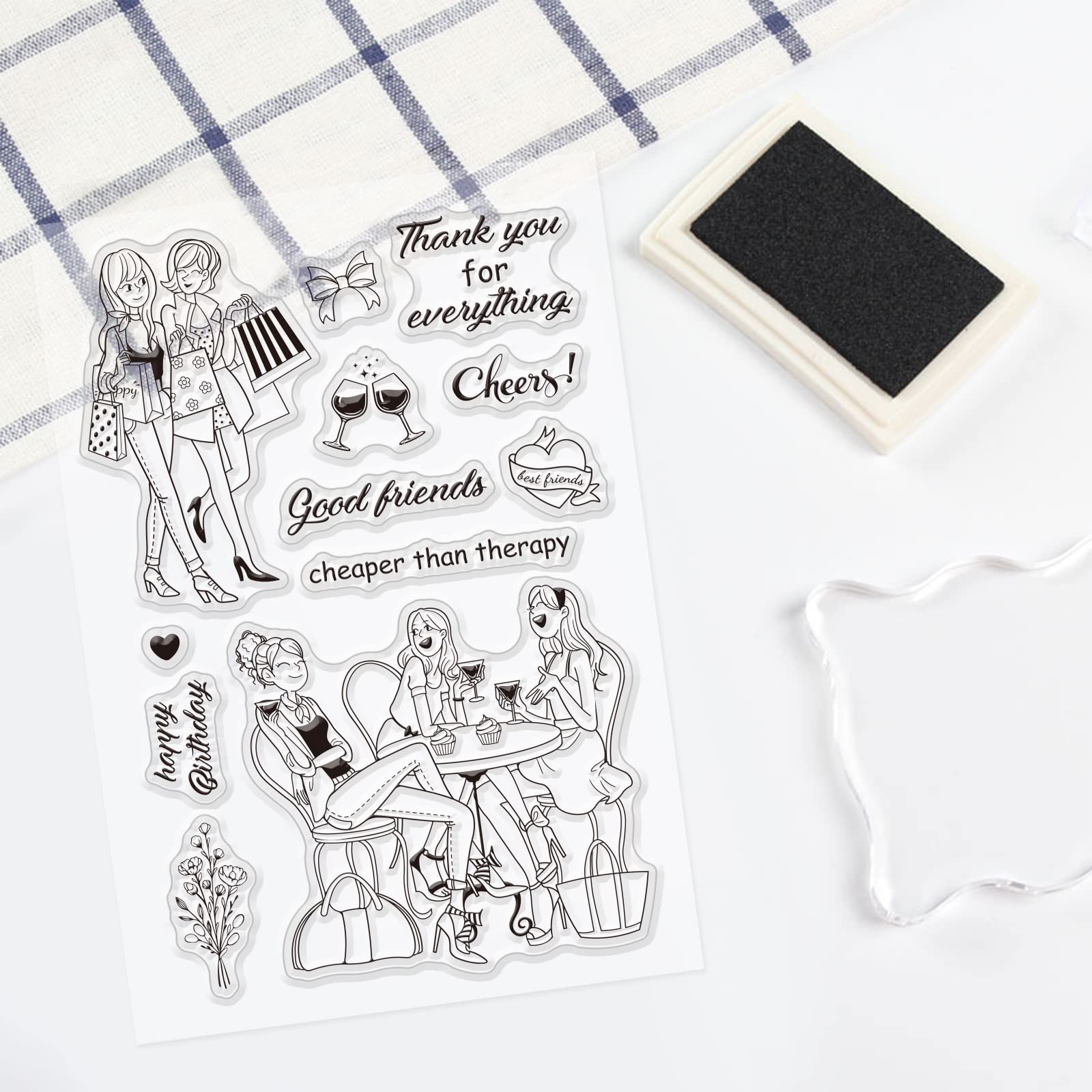 Timbri In Silicone Trasparenti GLOBLELAND - Motivi Donne, Per Scrapbooking E Card Making, 16x11 Cm - 4