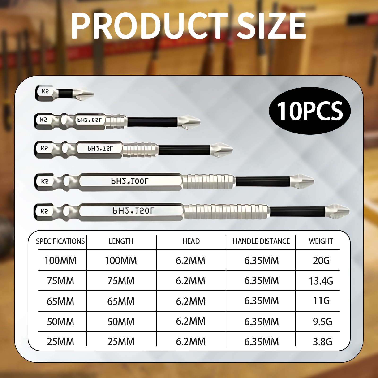 10 Pcs Magnetic Screwdriver Drill Bit Set, Strong Hold Bits with Anti-Slip Design for Drills & Screwdrivers - Image 2
