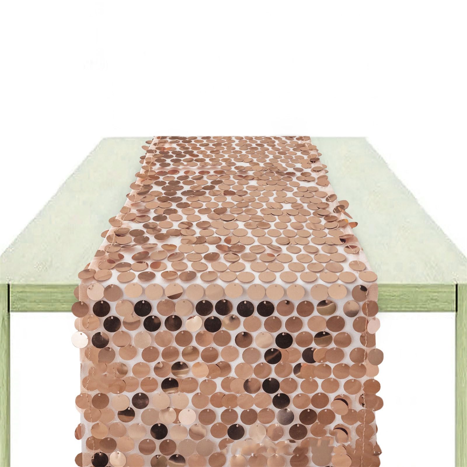 Buxuaaaa Men's Rose Gold Luxurious Sequins Table Runner Rectangle Tablecloth Perfect For Underwater Themed Parties Glitters Table Decorations Glitters Tablecloth