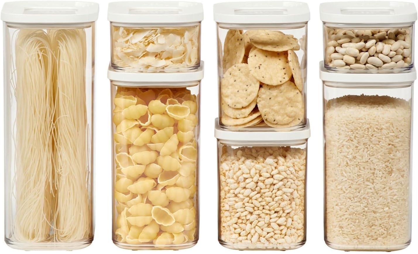 Mepal, MODULA 7 Piece Food Storage Box Set for Cereal or Pasta with 3 Transparent Lids, Airtight, BPA Free, 1 Set