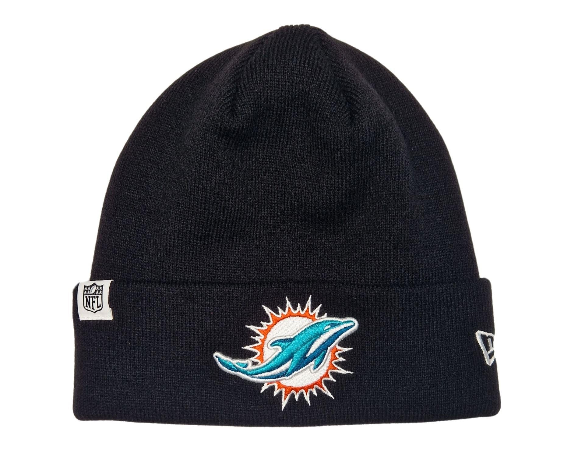 New Era Miami Dolphins NFL Loop Label Knit Black Beanie