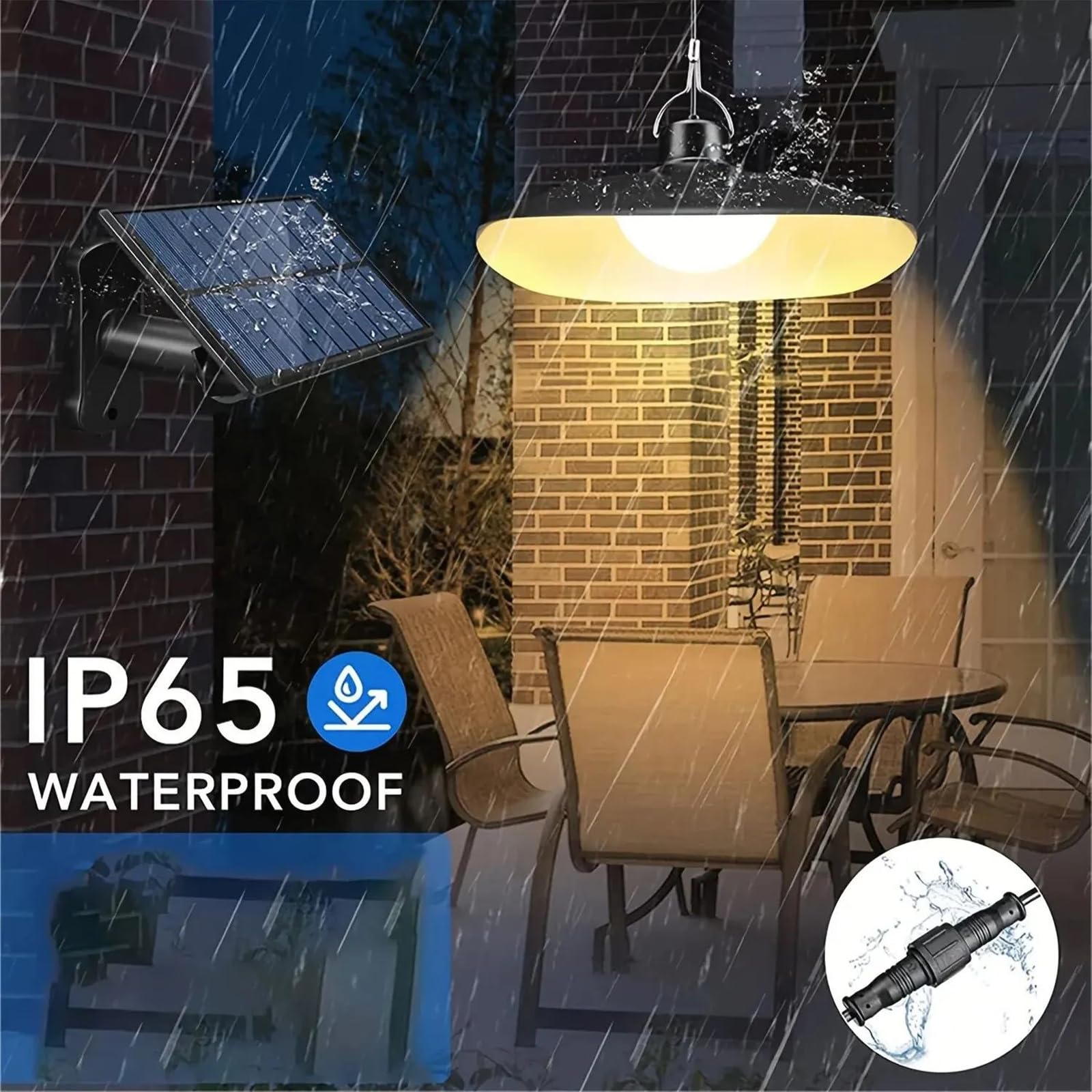 Solarne lampy wiszące na zewnątrz wewnątrz, szopa z czujnikiem ruchu, z pilotem 3 kolory oświetlenia, wodoodporna lampa bezpieczeństwa IP65 do patio garażowego