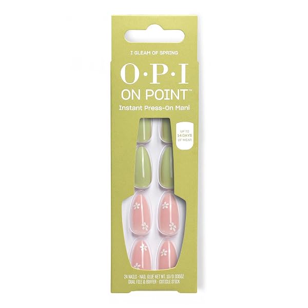 OPI On Point Press On Nails | Short Round Classic, Squoval & Accent Nail Art Press On Nails | 24 Count With Nail Glue |