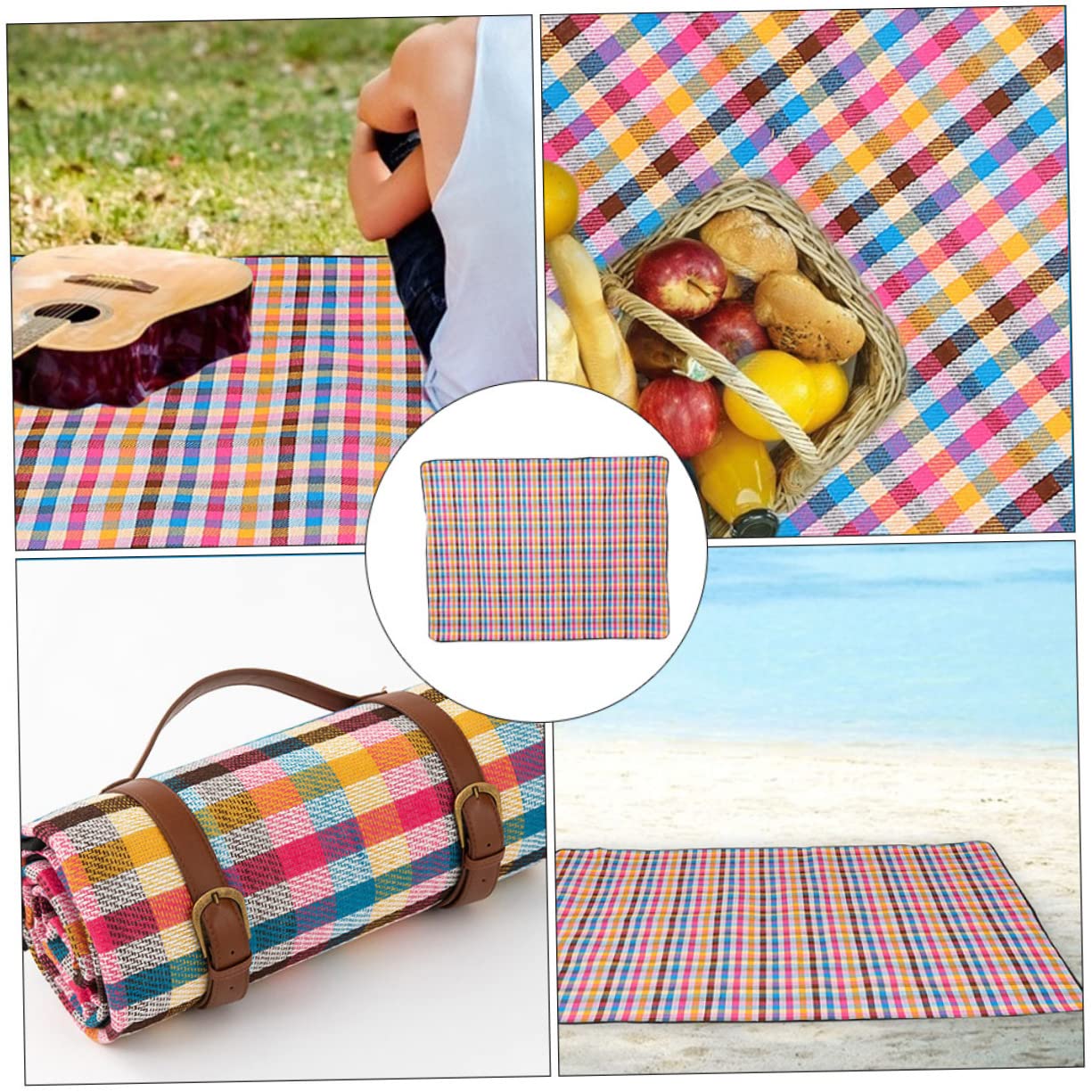 Garneck Tappetino da Picnic in Acrilico Spesso Cinghie, Protezione da Insetti e Macchie, per Campeggio e Attività All'aperto, Resistente e Confortevole