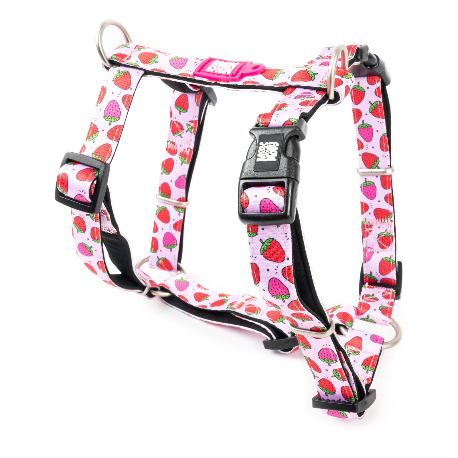 Max & Molly Dog Harness in H-Shape, Ultra Comfortable Neoprene Harness for Medium Dogs, Strawberry Dream/M, Padded, Safe & Ultralight - Comfort for Your Faithful Companion