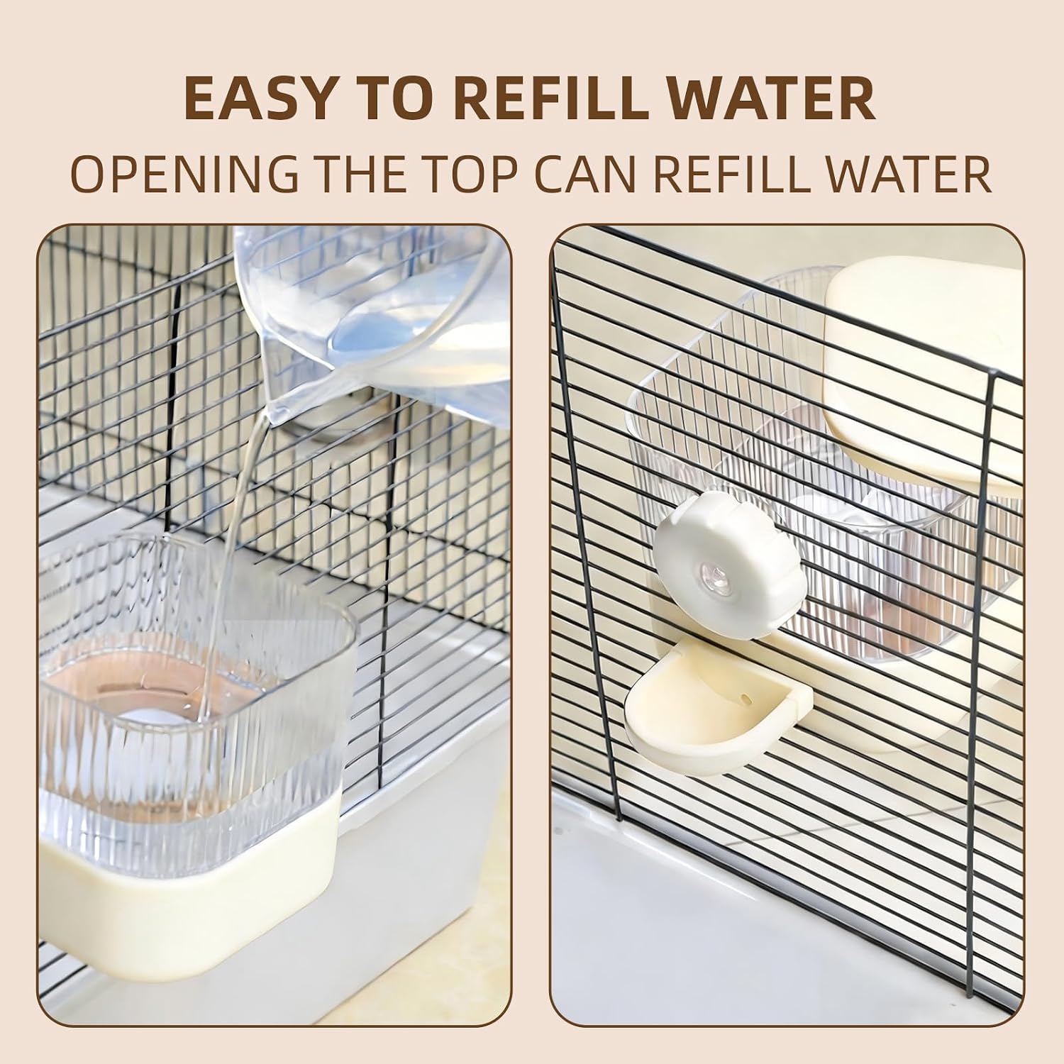 No Drip Hanging Automatic Rabbit Water Dispenser 650ml, Top Refill Pet Water Bowl Bottle BPA Free for Bunny, Guinea Pig, Ferret, Chinchilla,Squirrel,Hamster,Puppy Kitten, Other Small Animals