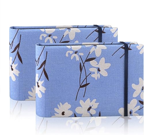 Paquete de 2 álbumes de fotos de 4 x 6, 4 x 6 pulgadas, 100 bolsillos, cubierta de lino, libro de fotos de pequeña capacidad, fácil de clasificar y