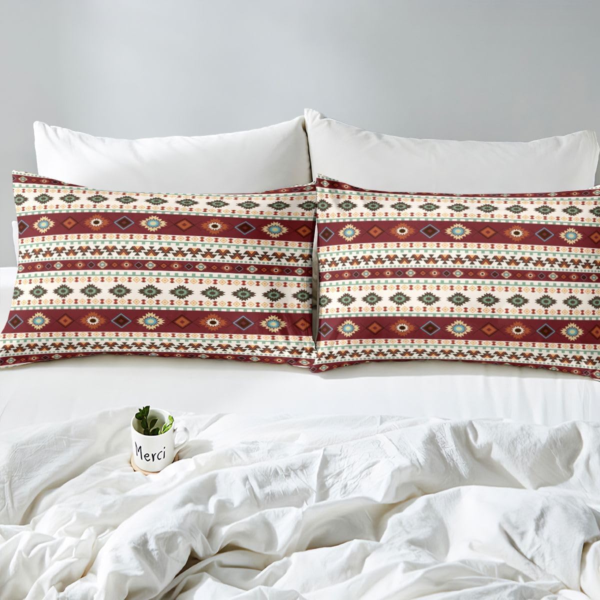 Feelyou King Size Southwestern Native Aztec Bed Sheets Set Boys Girls Indian Tribal Geometric Sheet Set for Kids Ultra Soft Retro Exotic Boho Sheets with Deep Pocket Fitted Sheet Room Decor