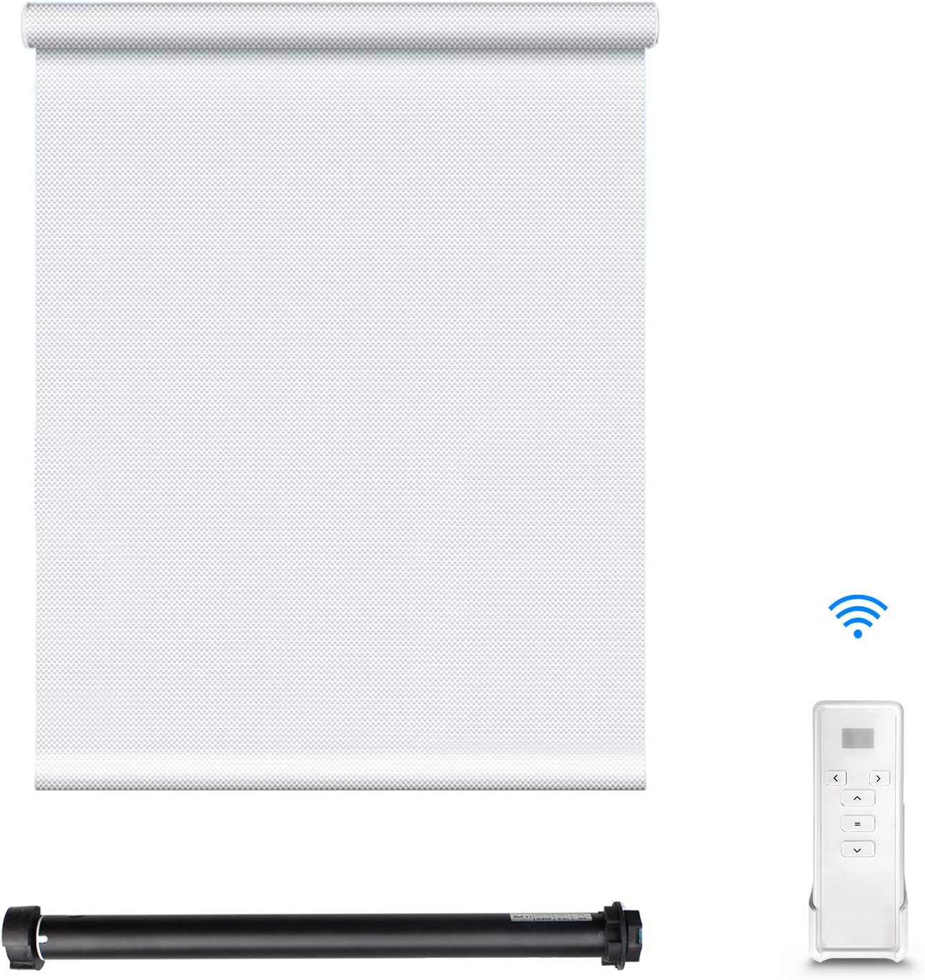 zemismart Wifi Smart Roller Shutter Tubular Motor with Curtain Sunshine Fabric,Alexa Voice,Timer Control,Remote Control,5% light transmission,Highly Shaded,Fire Retardant (Gray, 0.6M(W) x1.78M(H))