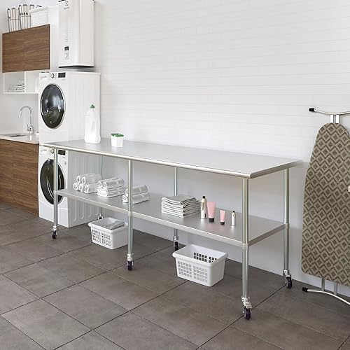 Miniatura 93 de AmGood Mesa de trabajo de acero inoxidable con ruedas Estación de trabajo