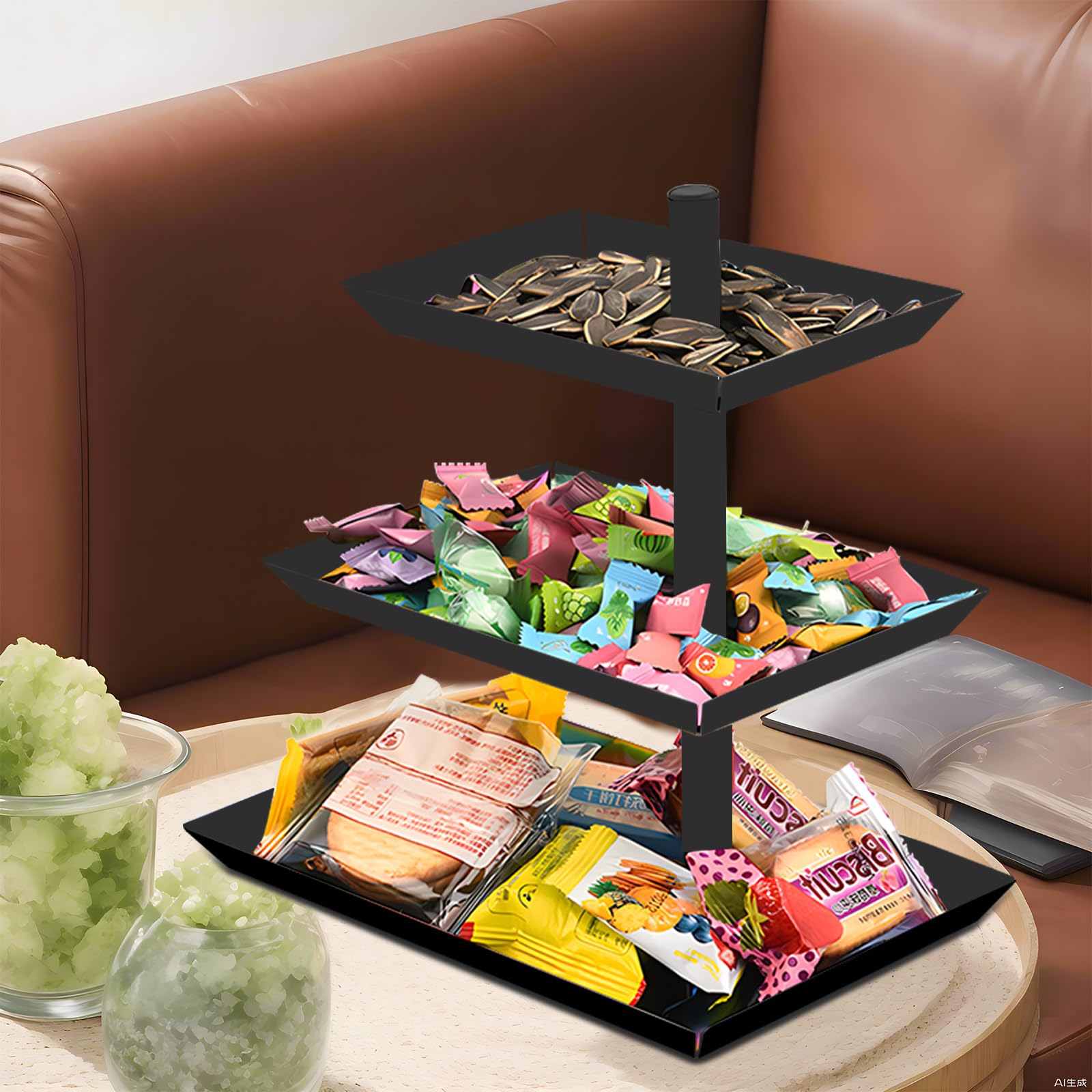 Alzata A 3 Piani Con Ciotole In Plastica Lifewit - Per Buffet, Feste E Antipasti