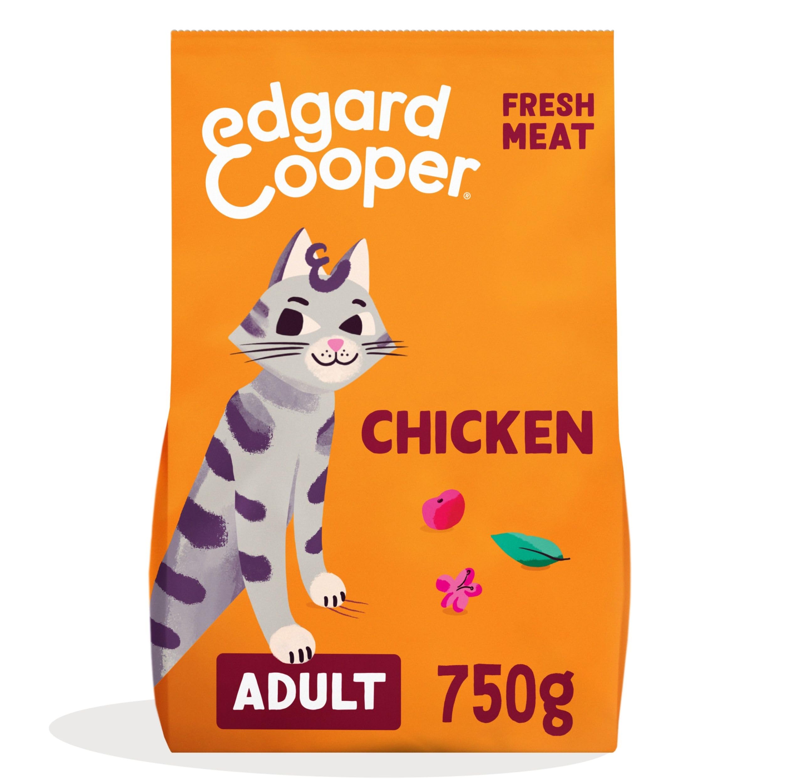 Edgard Cooper Grain Free Dry Cat Food, Chicken 750g, Natural Cat Kibble for Adult Cats with Fresh Meat Amino Acids, GlutenFree, High Protein, No Added Sugar