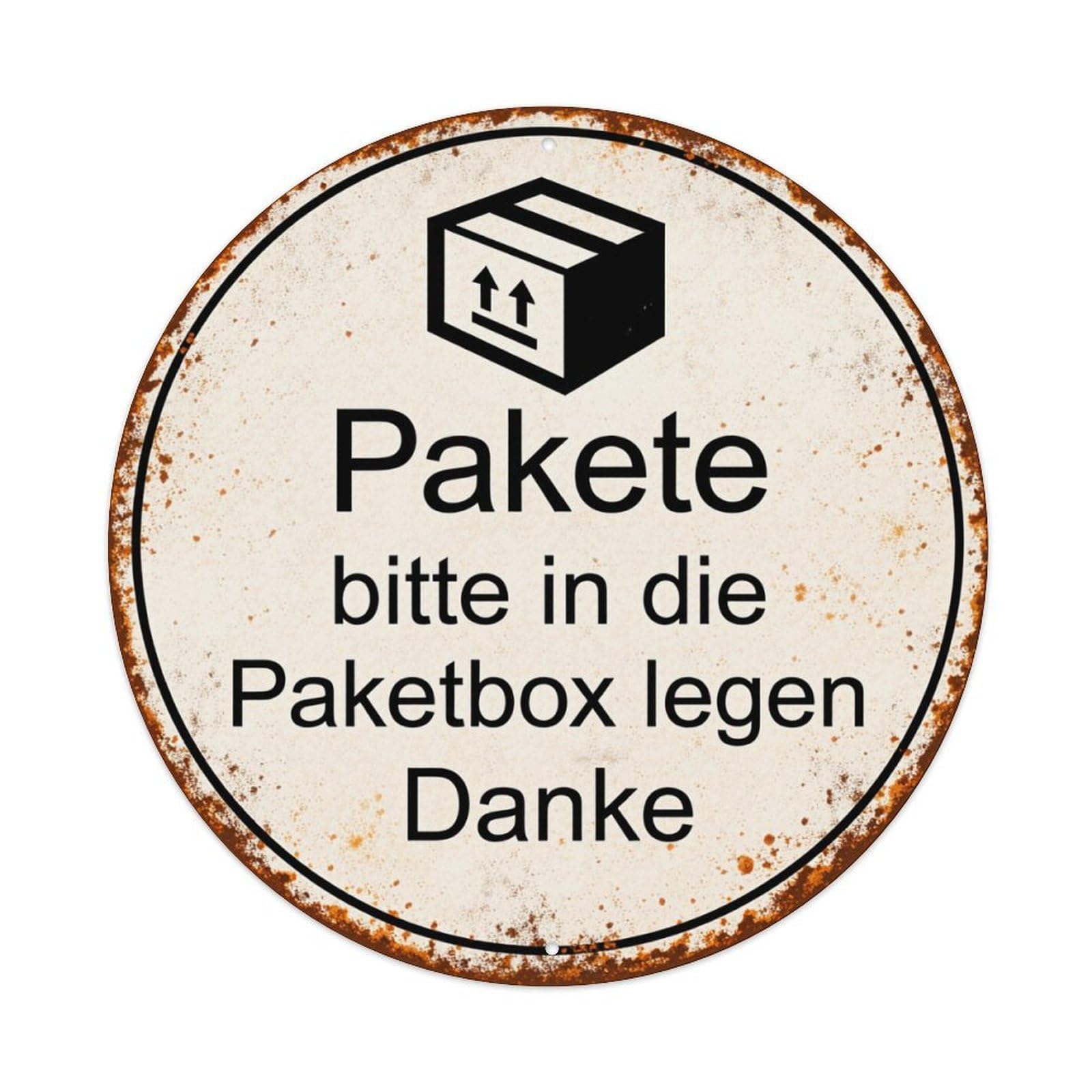 Please Place Packages In The Package Box Thank You Round Tin Sign Retro Metal Sign for Cafe Bar Pub Home Game Room Gym Club Wall Decoration Vintage Metal Poster 8x8 Inch