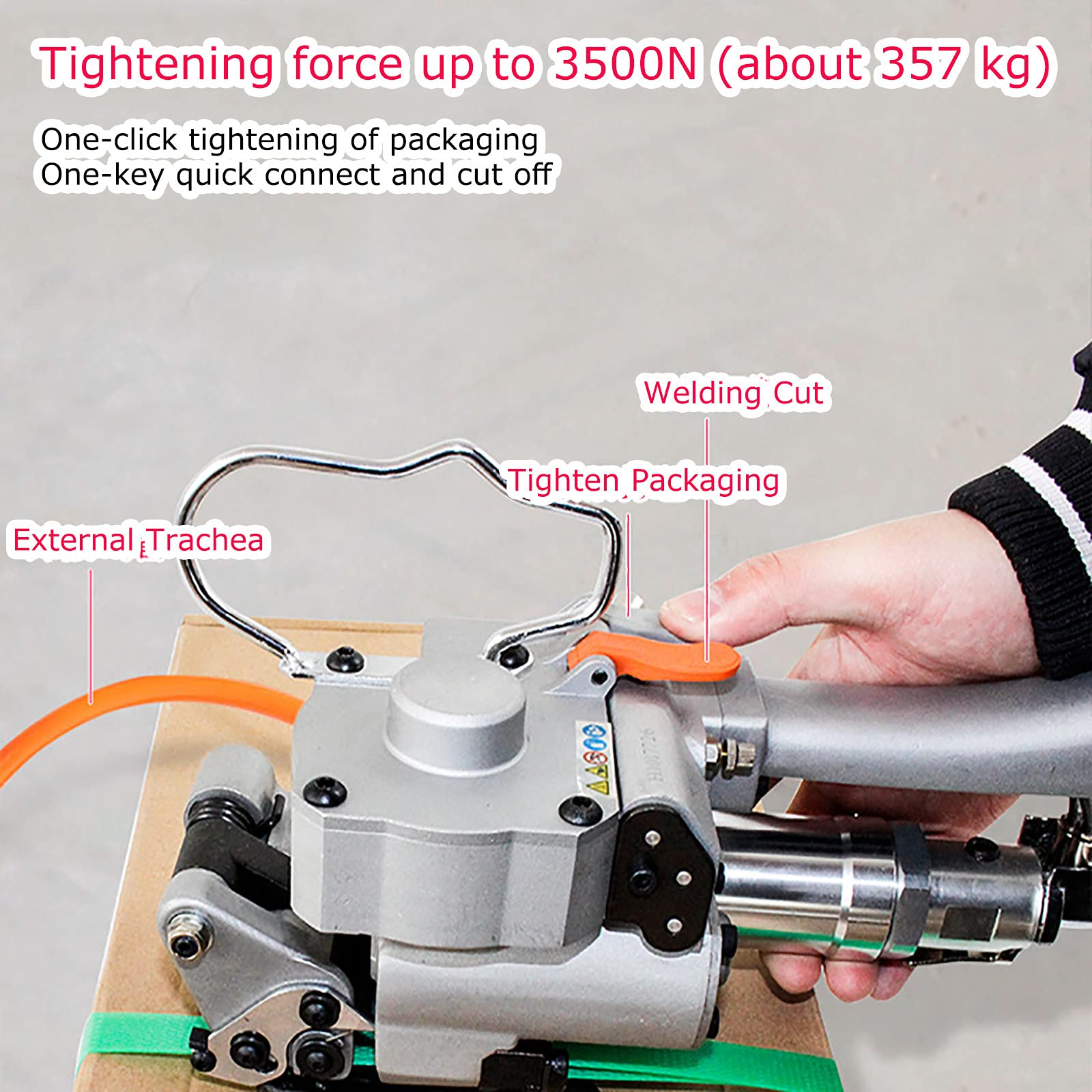 Cercleuse pneumatique, Tension maximale : 3 500 N, Outil de cerclage d'emballage Portable, 25 MM-B
