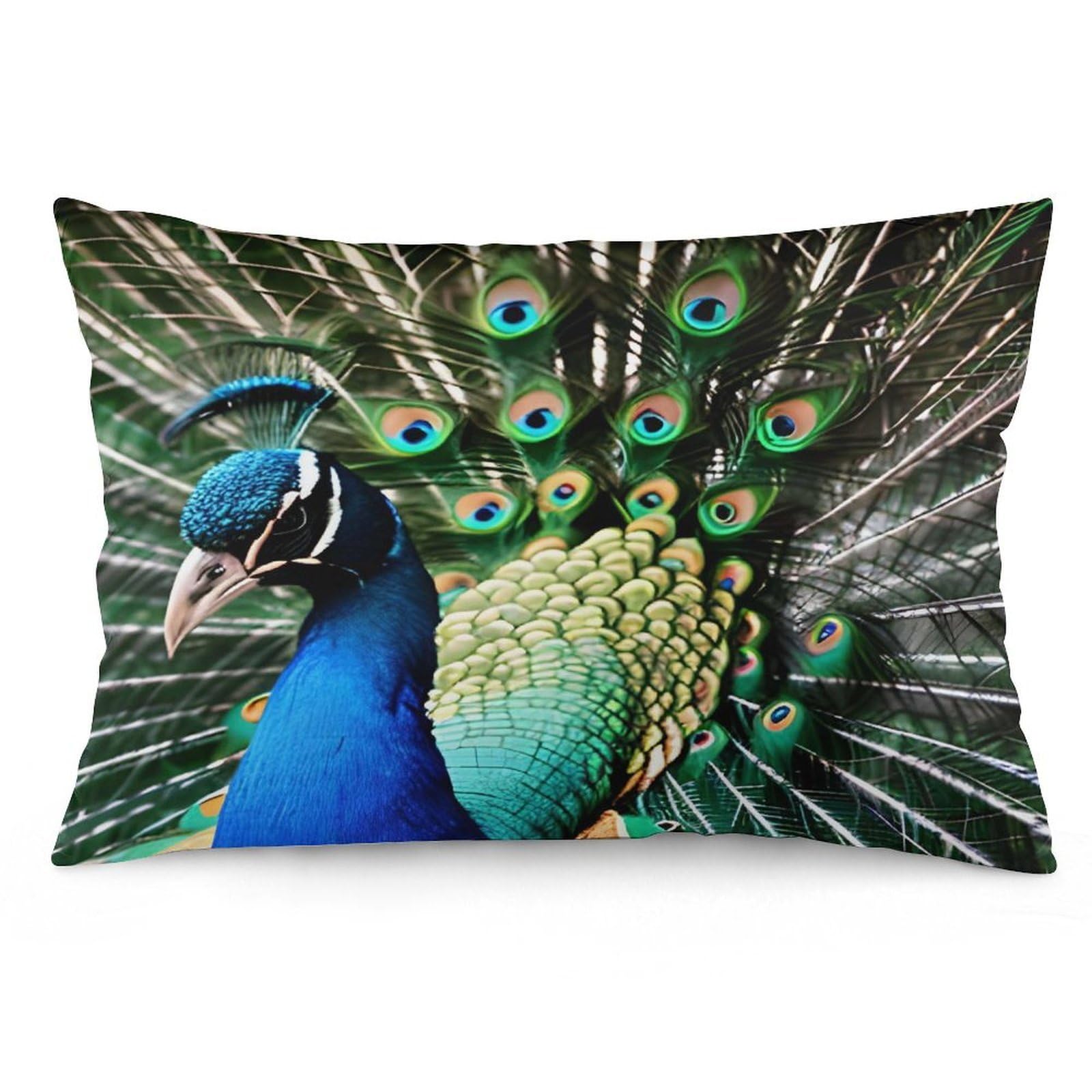 Peacock Throw Pillow Cover Soft Lumbar Pillow Covers with Zipper Breathable Rectangular Cushion Case Polyester Pillow Case Decorative Body Pillow Cover for Couch Bed
