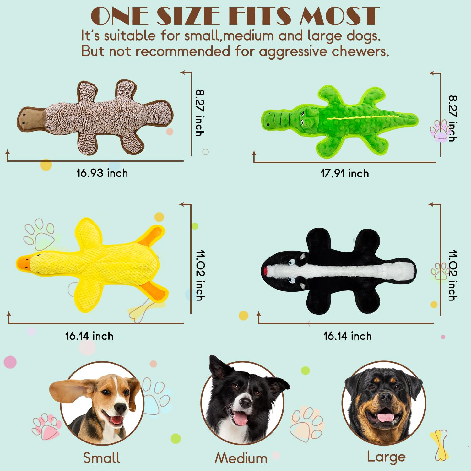 Giocattoli da masticare per cani senza imbottitura, confezione da 5 giocattoli da masticare con pieghe per tenerli occupati, giocattoli di peluche per dentizione per giocare al chiuso e
