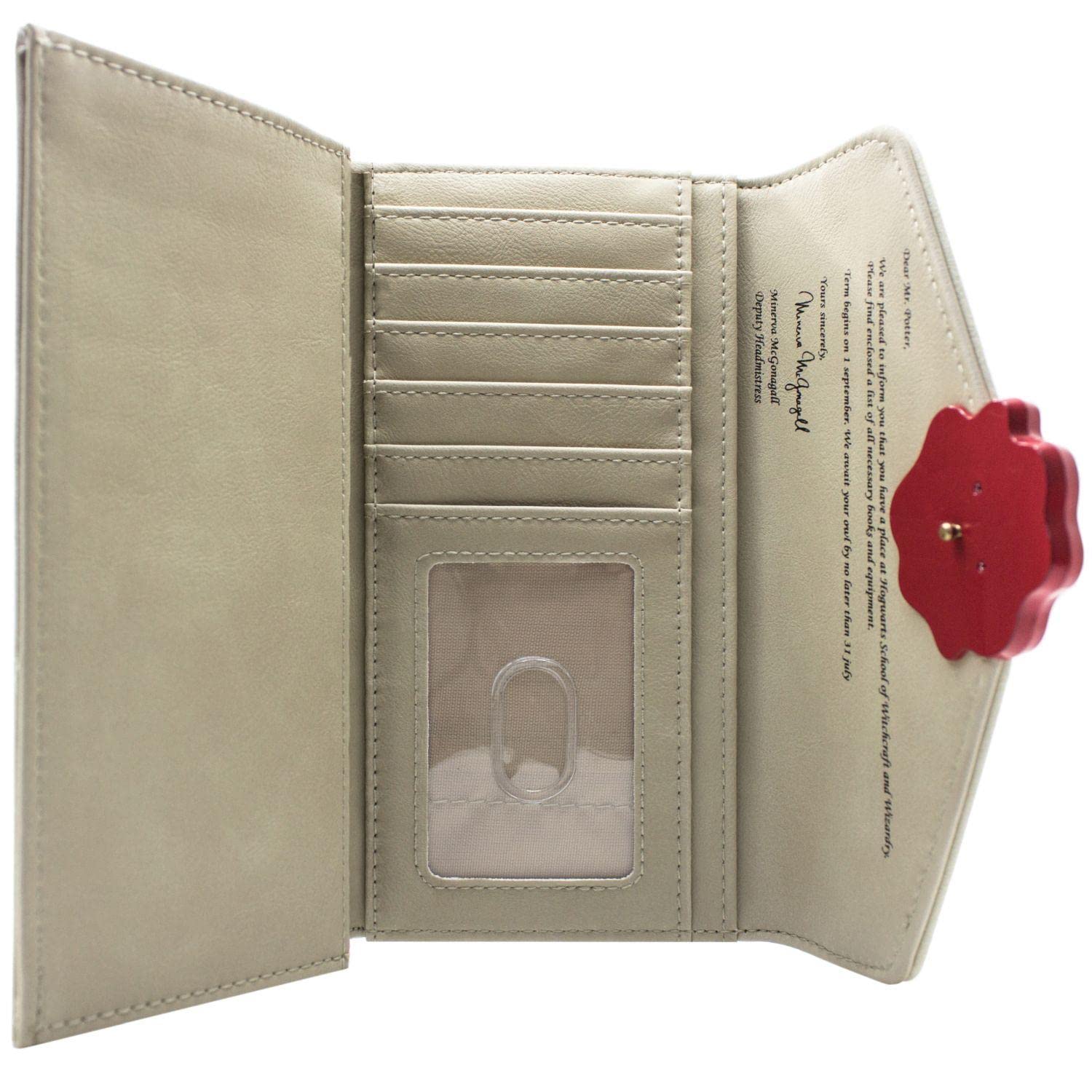 Dobby H.P. Hogwarts Sorcellerie et Magie Lettre Porte-Monnaie/Portefeuille Tri-Fold avec Poche à Monnaie & Porte-Cartes, Blanc Cassé