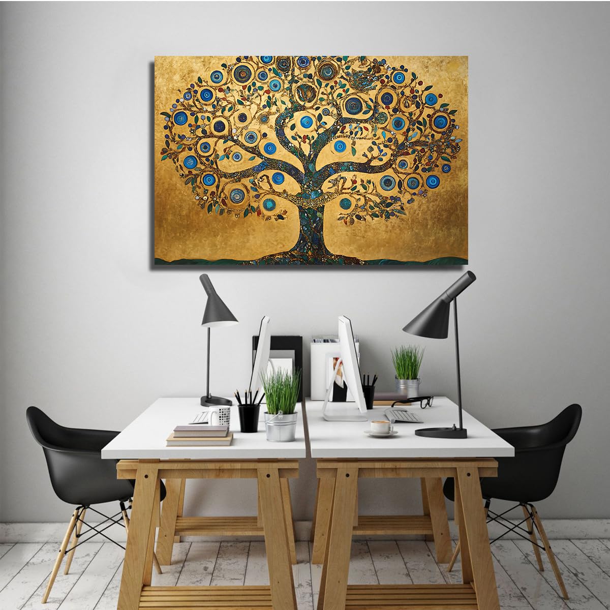 Drzewo życia złoty Gustav Klimt styl płótno sztuka ścienna 70 x 100 cm