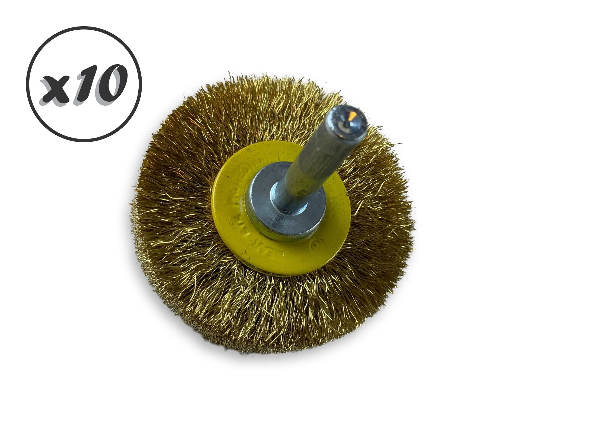 Kibros Lot 10 brosses rot. circ. laiton souple Ø 50 mm 12 mm tige
