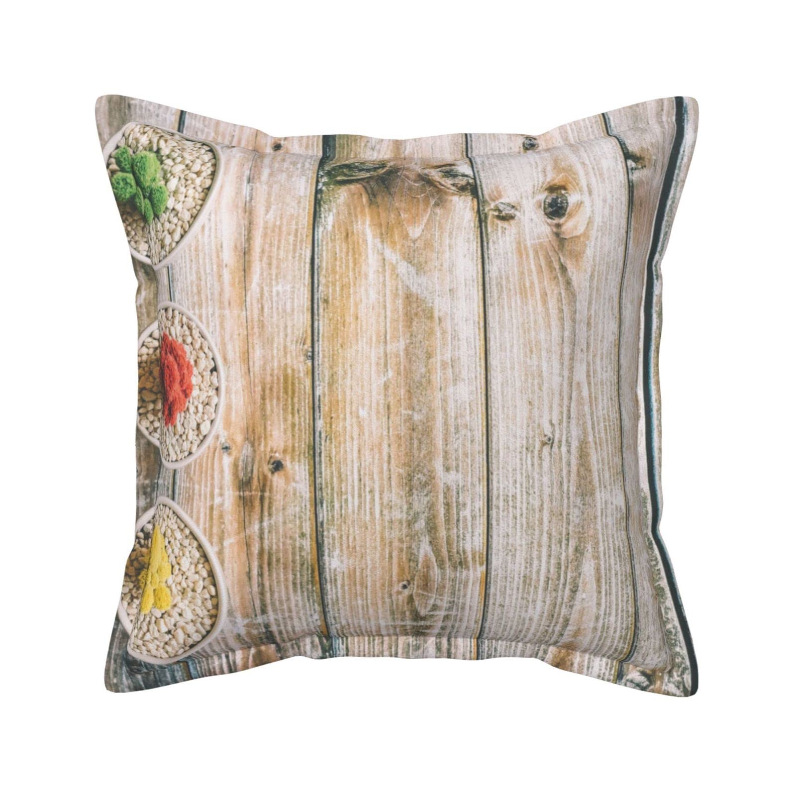 Housse de coussin plante imprimée simili cuir anti tache salon