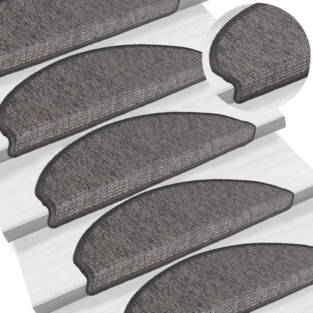 Lot de 15 tapis d'escalier 65 x 21 x 4 cm beige et gris semi-circulaires, grands, antidérapants, autocollants, pour un maintien sûr et une réduction du bruit