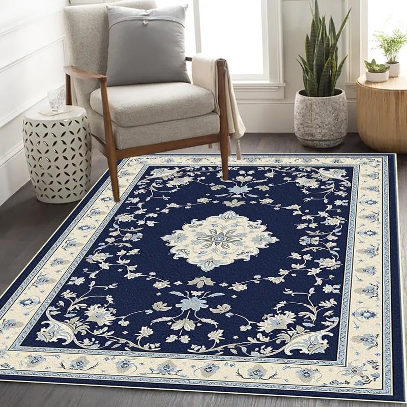 Tapis oriental lavable et antidérapant bleu bohème 180x240