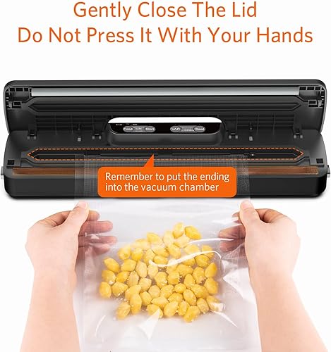 Miniatura 7 de Sellador al vacío máquina selladora al vacío mejorada con opciones automáticas y manuales para almacenamiento de alimentos, sellador al vacío de